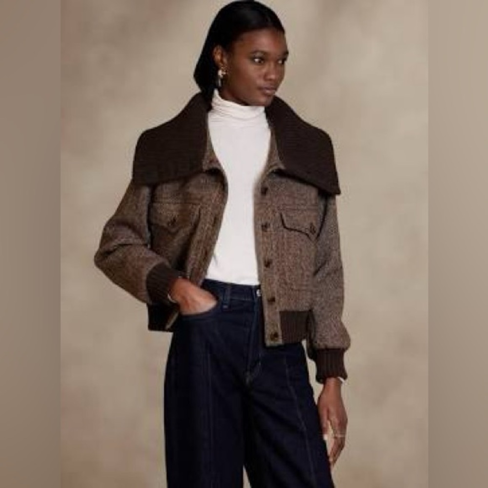 Banana Republic Ava Tweed Bomber Jacket